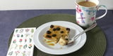 Photo of soft-diet baked French toast scattered with chocolate chips.